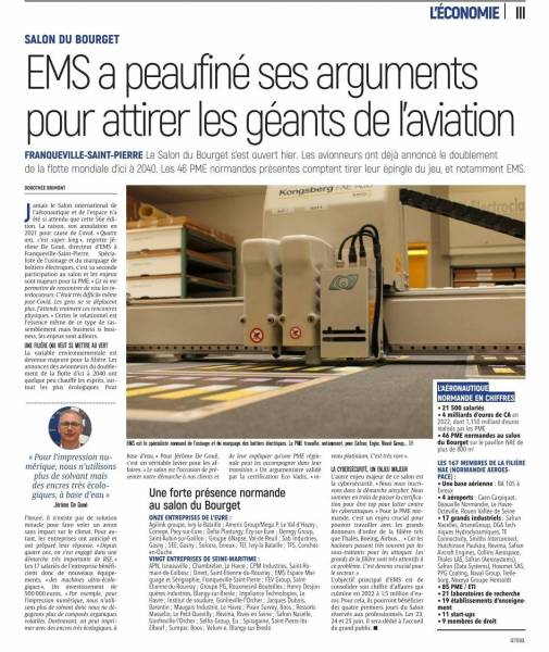 Article sur la participation d'EMS au salon du Bourget (20/06/2023)